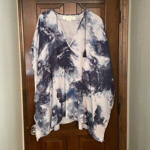 Treasure & Bond blue tie-dye ruana